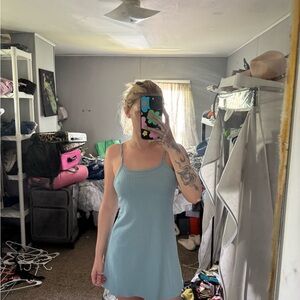 Light Blue Ribbed Mini Dress